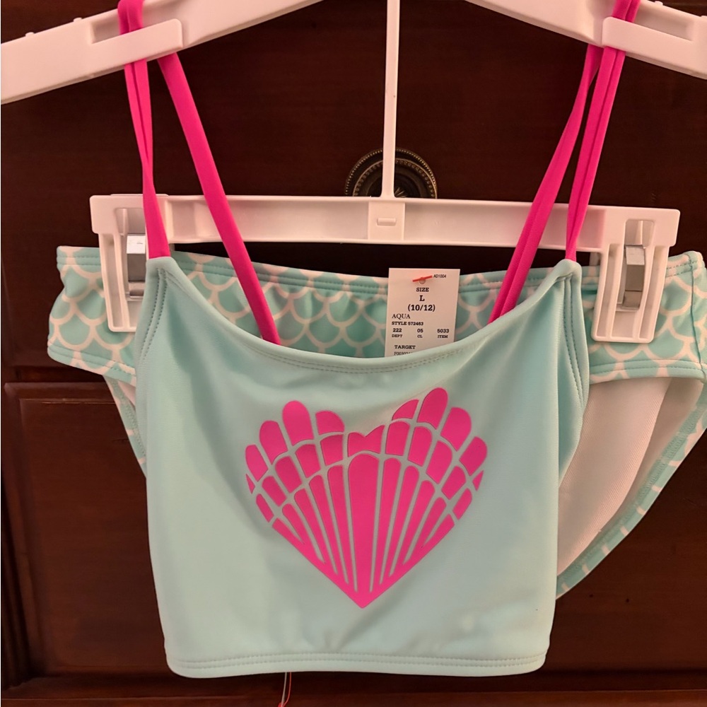 Cat & Jack Aqua and Pink Kids Swim Bikini
